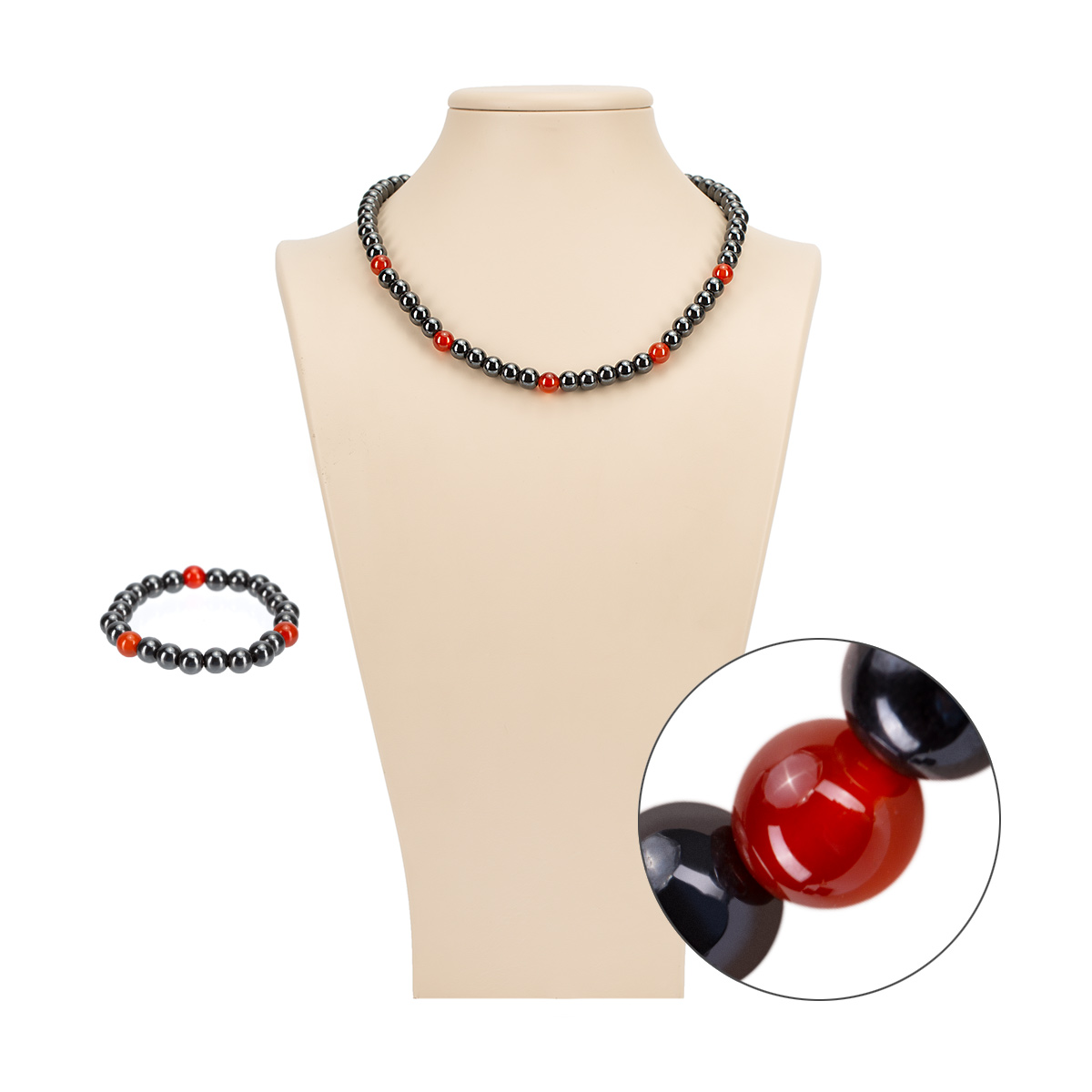 Купить Набор магнитный Abelie Noir гематитовый: ожерелье и браслет (2модификации) ABELIE NOIR по цене 499 ₽ в Shop\u0026Show