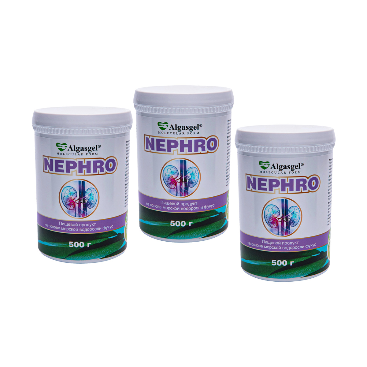 Algasgel Nephro для комплексного оздоровления почек и мочевыделительной системы (2 уп. по 500 г + 1 в подарок), БАДы, БАДы для почек