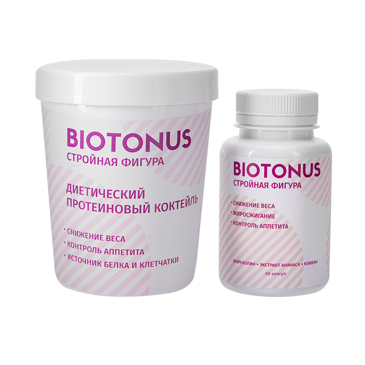 Комплекс для похудения Biotonus «Стройная фигура» (диетический протеиновый коктейль + капсулы), Здоровое питание, Препараты для контроля и снижения веса