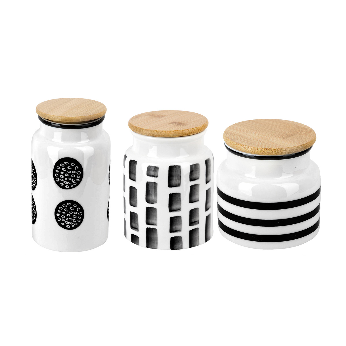 Набор банок для сыпучих продуктов (с бамбуковой крышкой) Bianco & Nero набор банок для сыпучих продуктов jewel на бамбуковой подставке